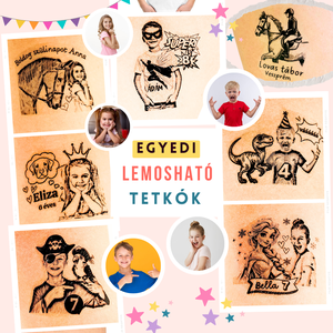 Lemosható tetkók szülinapi bulikra gyerekeknek - ajándék születésnapra - ideiglenes fotós tetováló matrica gyermekeknek  - otthon & életmód - papír, írószer - matrica, matrica csomag - Meska.hu