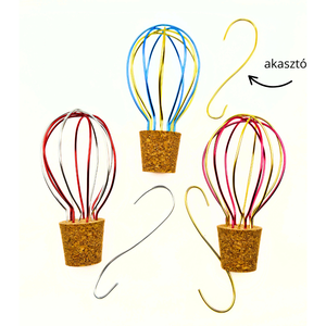 Színes drótból készített hőlégballon alakú karácsonyfadíszek - modern, színes és kreatív karácsonyi dekoráció és ajándék - karácsony - karácsonyi lakásdekoráció - karácsonyfadíszek - Meska.hu