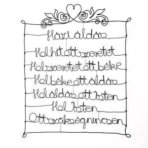 Katolikus házi áldás drótból - modern, elegáns falra akasztható dekoráció, ajándékötlet - vallásos ajándéktárgy - Meska.hu
