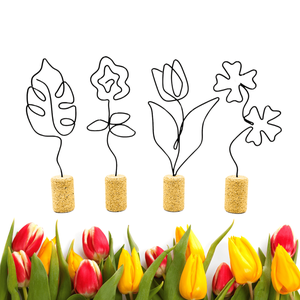 Kis drótvirágok parafadugóban - tulipán, rózsa, lóhere, négylevelű lóhere - Kézműves örök virágok - apró kis ajándék, Otthon & Életmód, Dekoráció, Virágdísz és tartó, Csokor & Virágdísz, , MESKA