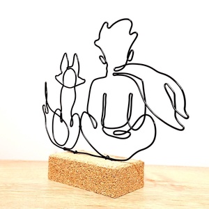 A kis herceg és a róka örök barátsága - kézműves drótszobor - irodalmi témájú ajándékötlet és modern lakásdekoráció  - művészet - szobor - fém - Meska.hu