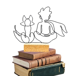 A kis herceg és a róka örök barátsága - kézműves drótszobor - irodalmi témájú ajándékötlet és modern lakásdekoráció  - művészet - szobor - fém - Meska.hu