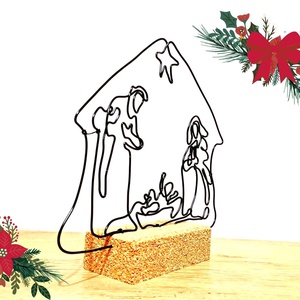 Karácsonyi Betlehem drótból - A Szent család - József, Mária és a kis Jézus - vallásos ajándék és dekoráció karácsonyra - karácsony - karácsonyi lakásdekoráció - karácsonyi lakásdíszek - Meska.hu