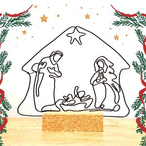 Karácsonyi Betlehem drótból - A Szent család - József, Mária és a kis Jézus - vallásos ajándék és dekoráció karácsonyra - karácsony - karácsonyi lakásdekoráció - karácsonyi lakásdíszek - Meska.hu