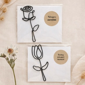 Virágos könyvjelzők drótból - ajándék hölgyeknek, kislányoknak, ovisoknak- Nőnapra szeretettel - Nőnapi tulipán, rózsa - könyv & zene - könyvjelző - Meska.hu