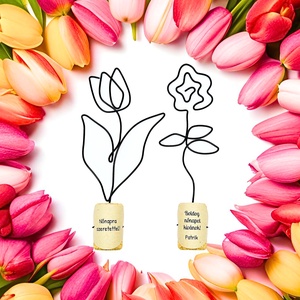 Kis drótvirágok parafadugóban - tulipán, rózsa, lóhere, négylevelű lóhere - Kézműves örök virágok - apró kis ajándék - otthon & életmód - virágdekoráció - virágdíszek - asztali virágdísz - Meska.hu