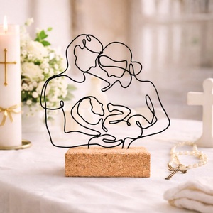 Keresztelői ajándék - Maradandó családi emlék - Egyedi, kézműves drótszobor keresztelőre keresztszülőktől, nagyszülőktől - Meska.hu