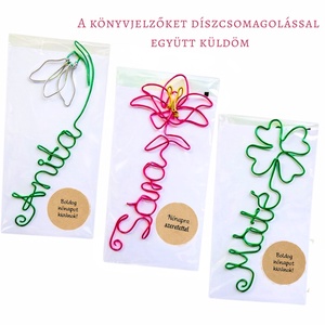 Névre szóló virágos könyvjelzők drótból nőnapra - liliom, hóvirág, lóhere -  nőnapi ajándékötlet oviba, iskolába - könyv & zene - könyvjelző - Meska.hu