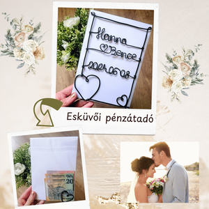 Kreatív, drótból készített pénzátadó esküvőre - Ötletes, személyre szabott nászajándék pénz vagy utalvány átadásához - esküvő - emlék & ajándék - nászajándék - esküvői pénzátadó boríték, kártya - Meska.hu