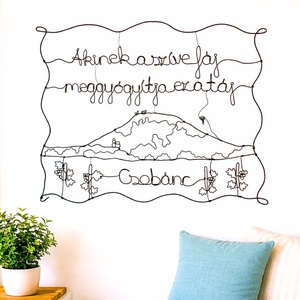 Balaton falikép � Csobánc - egyedi kézműves alkotás drótból - minimalista design ajándék - Egy darabka Balaton a faladon - Meska.hu