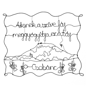 Balaton falikép � Csobánc - egyedi kézműves alkotás drótból - minimalista design ajándék - Egy darabka Balaton a faladon - otthon & életmód - dekoráció - fali és függő dekoráció - függődísz - Meska.hu