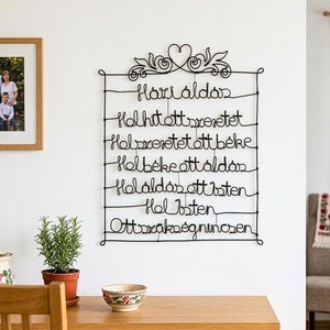 Modern házi áldás falra- elegáns falra akasztható lakásdekoráció drótból - vallásos, katolikus ajándékötlet, falikép - otthon & életmód - vallás - házi áldás - Meska.hu