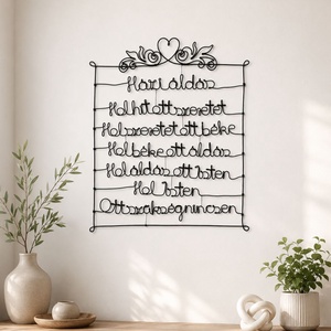 Modern házi áldás falra- elegáns falra akasztható lakásdekoráció drótból - vallásos, katolikus ajándékötlet, falikép - otthon & életmód - vallás - házi áldás - Meska.hu