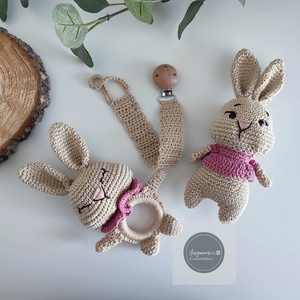 Horgolt nyuszis babaváró szett, Játék & Sport, 3 éves kor alattiaknak, Cumilánc, Horgolás, Varrás, MESKA