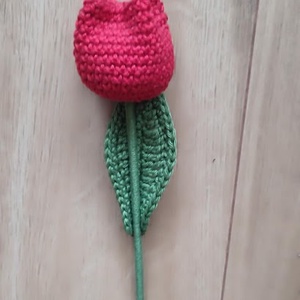 Horgolt mini tulipán- 1 szál, Otthon & Életmód, Dekoráció, Virágdísz és tartó, Csokor & Virágdísz, Horgolás, Varrás, MESKA