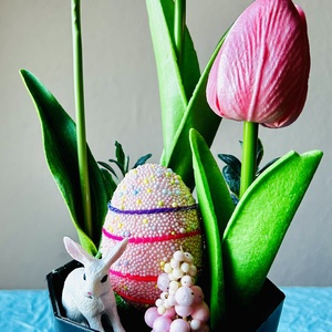 Húsvéti tulipános asztaldíszek - otthon & életmód - dekoráció - asztal és polc dekoráció - asztaldísz - Meska.hu