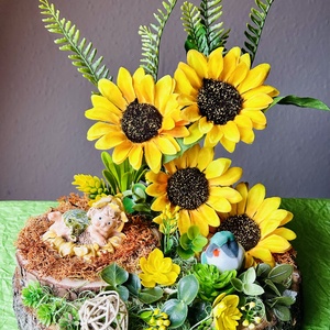 Napraforgós asztaldísz, Otthon & Életmód, Dekoráció, Asztal és polc dekoráció, Asztaldísz, , MESKA