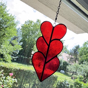 Tiffany forgó szív suncatcher, Otthon & Életmód, Dekoráció, Ajtó- és ablak dekoráció, Ajtókilincs tábla, Üvegművészet, MESKA