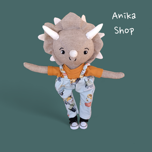 Triceratrops dinó baba  - játék & sport - baba & babaház - öltöztethető baba - Meska.hu
