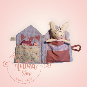 Textil házikó nyuszi babával  - játék & sport - baba & babaház - öltöztethető baba - Meska.hu