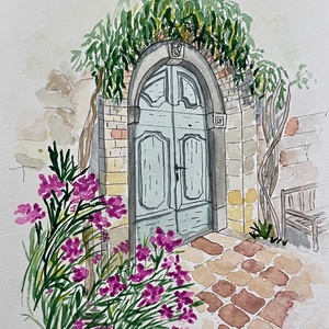 Toszkán kapu, Művészet, Festmény, Akvarell, Festészet, MESKA
