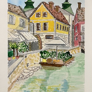 Tapolca, Malom-tó, Művészet, Festmény, Akvarell, Festészet, MESKA