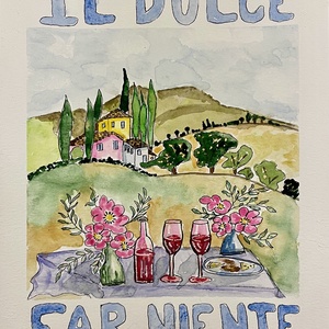 Il Dolce Far Niente - Édes semittevés, Művészet, Festmény, Akvarell, Festészet, MESKA