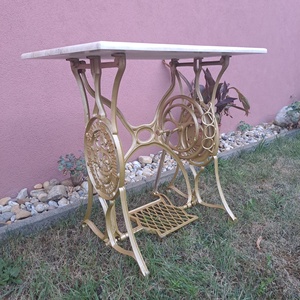 Singer varrógp asztal római travertin asztallappal - otthon & életmód - bútor - asztal - Meska.hu