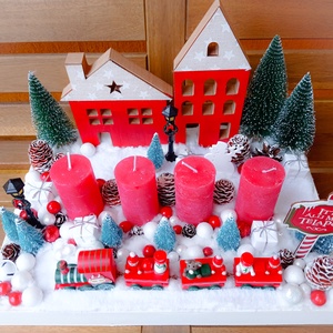 Házikós, vonatos adventi box - karácsony - adventi díszek - adventi koszorú - Meska.hu
