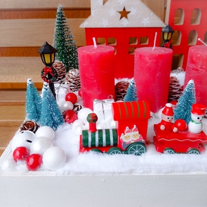 Házikós, vonatos adventi box - karácsony - adventi díszek - adventi koszorú - Meska.hu
