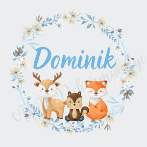 Fiúnév poszter erdei állatokkal - Meska.hu
