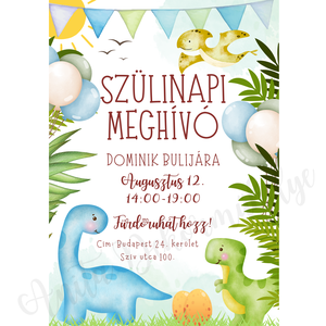 Dínós szülinapi meghívó - digitális termék - Meska.hu