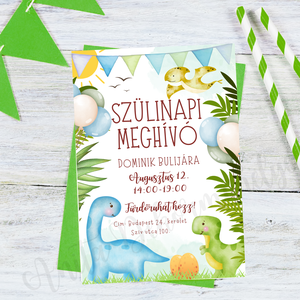 Dínós szülinapi meghívó - digitális termék - otthon & életmód - papír, írószer - ajándékozás kellékei - meghívó - Meska.hu