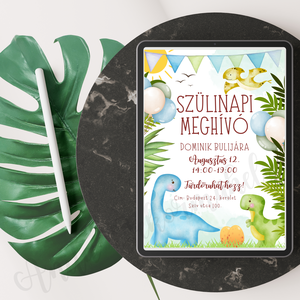 Dínós szülinapi meghívó - digitális termék - otthon & életmód - papír, írószer - ajándékozás kellékei - meghívó - Meska.hu