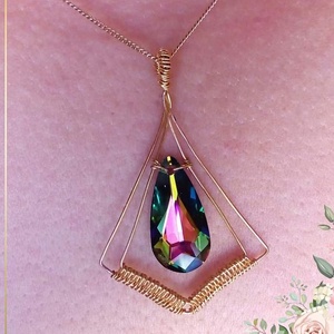 Színes Swarovski csepp medál, Ékszer, Nyaklánc, Medál, Ékszerkészítés, MESKA