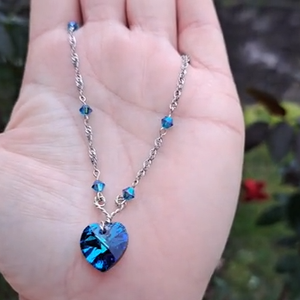 Swarovski szívmedál ezüst nyaklánccal, Ékszer, Nyaklánc, Medálos nyaklánc, Ékszerkészítés, MESKA