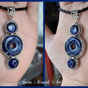 Hármas medál sodalit és lapis lazuli, Ékszer, Nyaklánc, Medál, Ékszerkészítés, Ötvös, MESKA