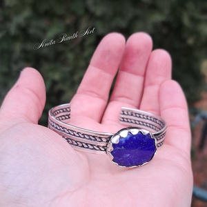 Lapis lazuli ovális karkötő, Ékszer, Karkötő, Karperec, Ékszerkészítés, Ötvös, MESKA