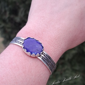 Lapis lazuli ovális karkötő - ékszer - karkötő - karperec - Meska.hu