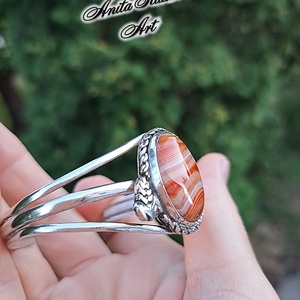 Karneol achát karperec   - ékszer - karkötő - karperec - Meska.hu