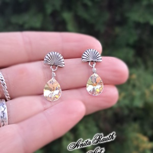 Swarovski csepp fülbevalók - ékszer - fülbevaló - lógó csepp fülbevaló - Meska.hu