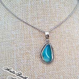 Kék kalcedon medál  - ékszer - nyaklánc - medál - Meska.hu