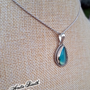 Kék kalcedon medál  - ékszer - nyaklánc - medál - Meska.hu