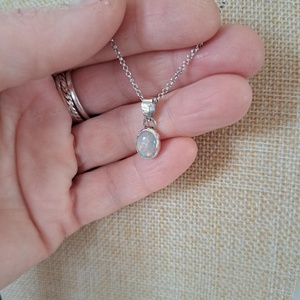 Etióp opál medál - fehér - ékszer - nyaklánc - medál - Meska.hu