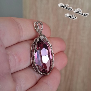 Ovális Swarovski medál - ékszer - nyaklánc - medál - Meska.hu