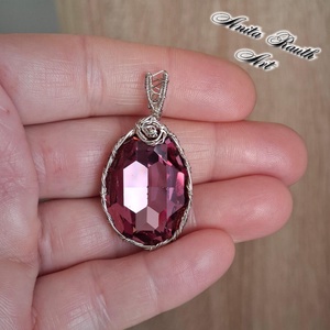 Ovális Swarovski medál - ékszer - nyaklánc - medál - Meska.hu