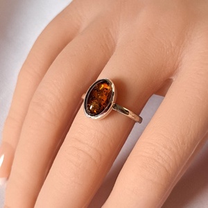 Ovális borostyán gyűrű - Meska.hu