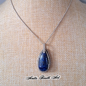 Lapis lazuli cseppmedál, Ékszer, Nyaklánc, Medál, Ékszerkészítés, Ötvös, MESKA