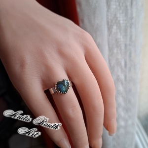 Labradorit gyűrű - szív forma - ékszer - gyűrű - statement gyűrű - Meska.hu