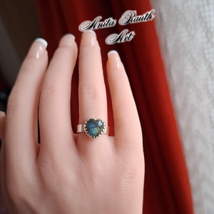 Labradorit gyűrű - szív forma - ékszer - gyűrű - statement gyűrű - Meska.hu